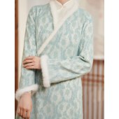 起念21冬季复古禅茶服系带中国风改良汉服连衣裙DW7052